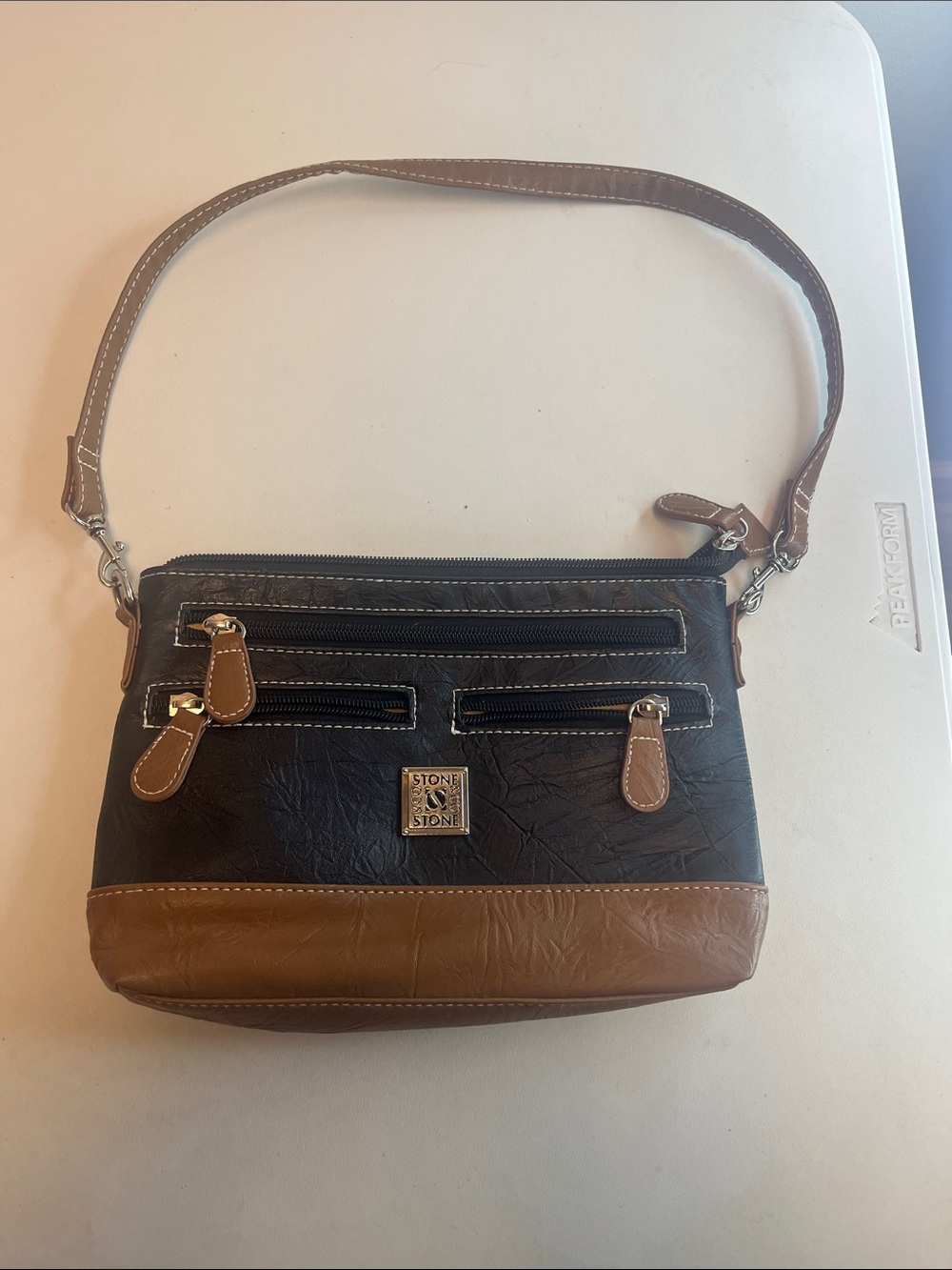 Stone&co Two-Tone Brown and black Crossover bag